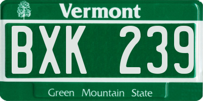 VT license plate BXK239