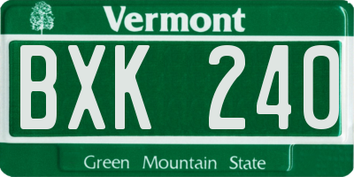 VT license plate BXK240