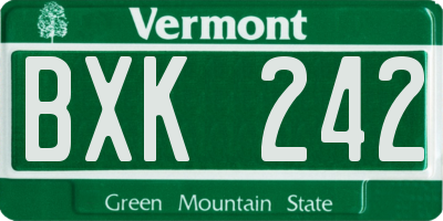 VT license plate BXK242