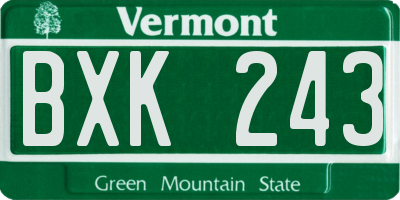 VT license plate BXK243