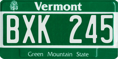 VT license plate BXK245