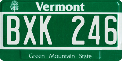 VT license plate BXK246