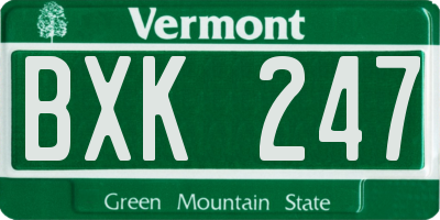 VT license plate BXK247