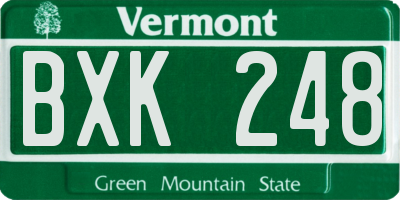 VT license plate BXK248