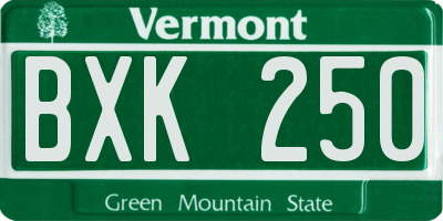 VT license plate BXK250