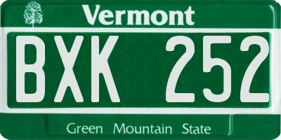 VT license plate BXK252