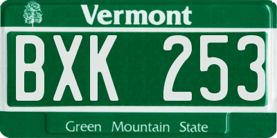VT license plate BXK253