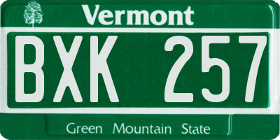 VT license plate BXK257