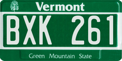 VT license plate BXK261