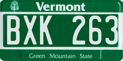 VT license plate BXK263