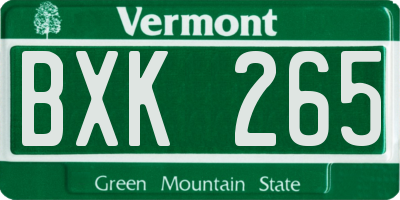 VT license plate BXK265