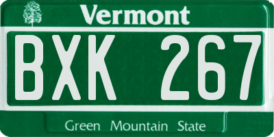 VT license plate BXK267