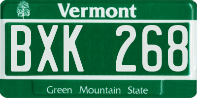 VT license plate BXK268