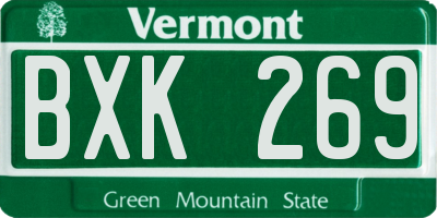 VT license plate BXK269