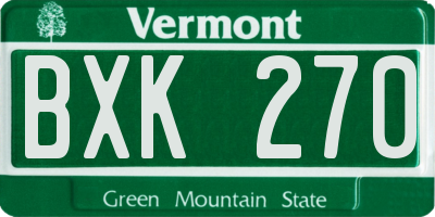VT license plate BXK270