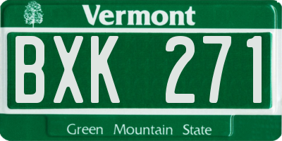 VT license plate BXK271