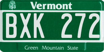 VT license plate BXK272