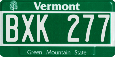 VT license plate BXK277