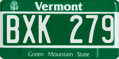 VT license plate BXK279