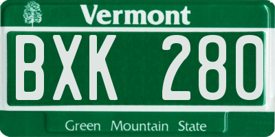 VT license plate BXK280