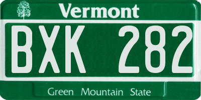 VT license plate BXK282