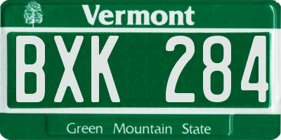 VT license plate BXK284