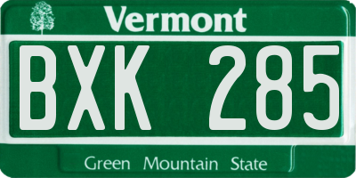 VT license plate BXK285