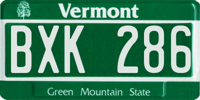 VT license plate BXK286