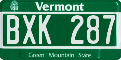 VT license plate BXK287