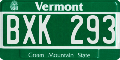VT license plate BXK293