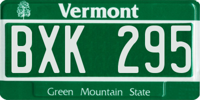 VT license plate BXK295