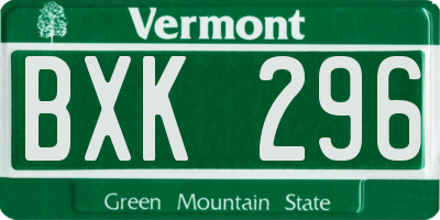 VT license plate BXK296