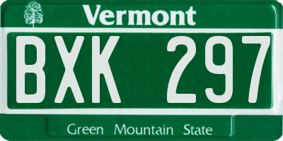 VT license plate BXK297