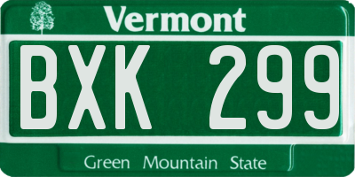 VT license plate BXK299