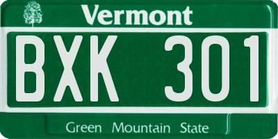 VT license plate BXK301