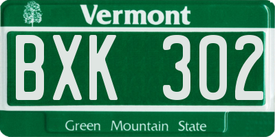 VT license plate BXK302