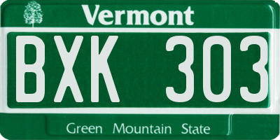 VT license plate BXK303