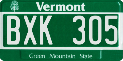 VT license plate BXK305