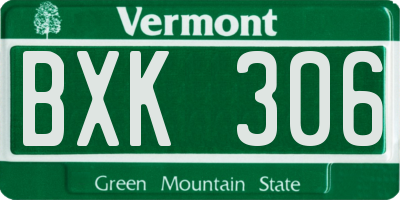 VT license plate BXK306