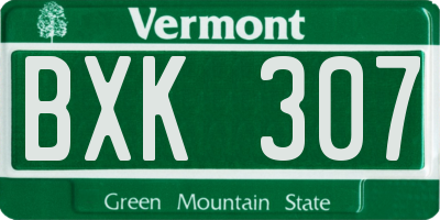 VT license plate BXK307