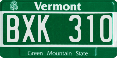 VT license plate BXK310