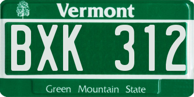 VT license plate BXK312
