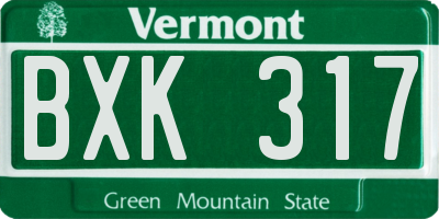 VT license plate BXK317
