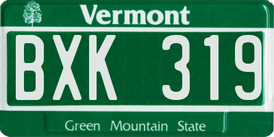 VT license plate BXK319
