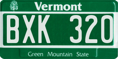 VT license plate BXK320