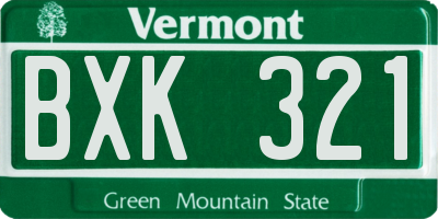 VT license plate BXK321