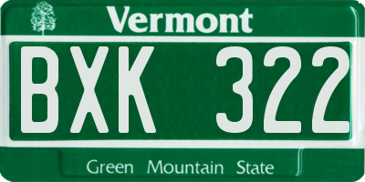 VT license plate BXK322