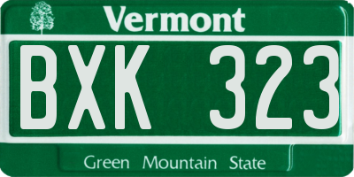 VT license plate BXK323