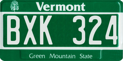 VT license plate BXK324