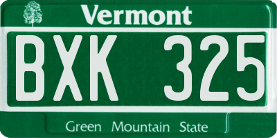 VT license plate BXK325